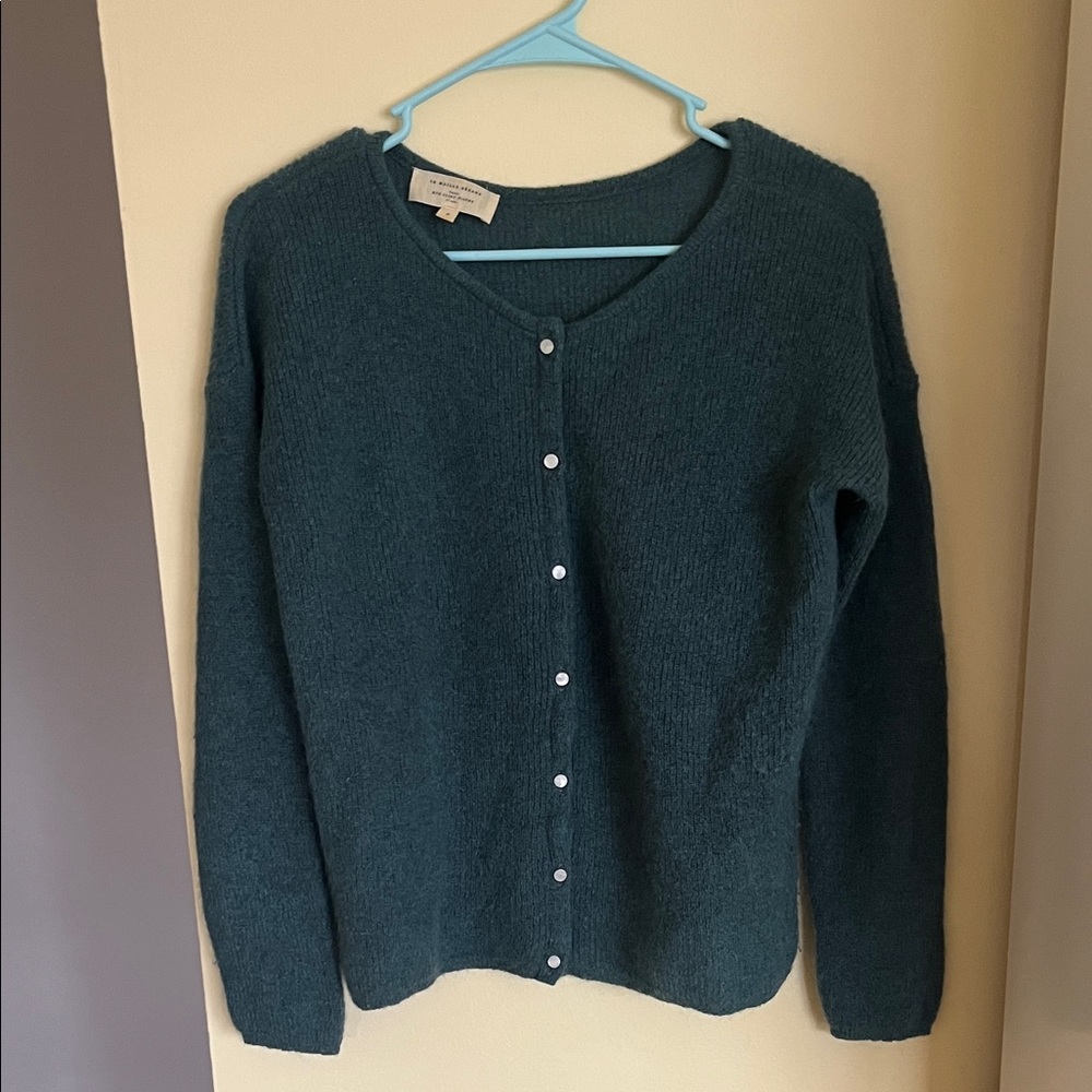 Sezane Teal Cardigan Sweater